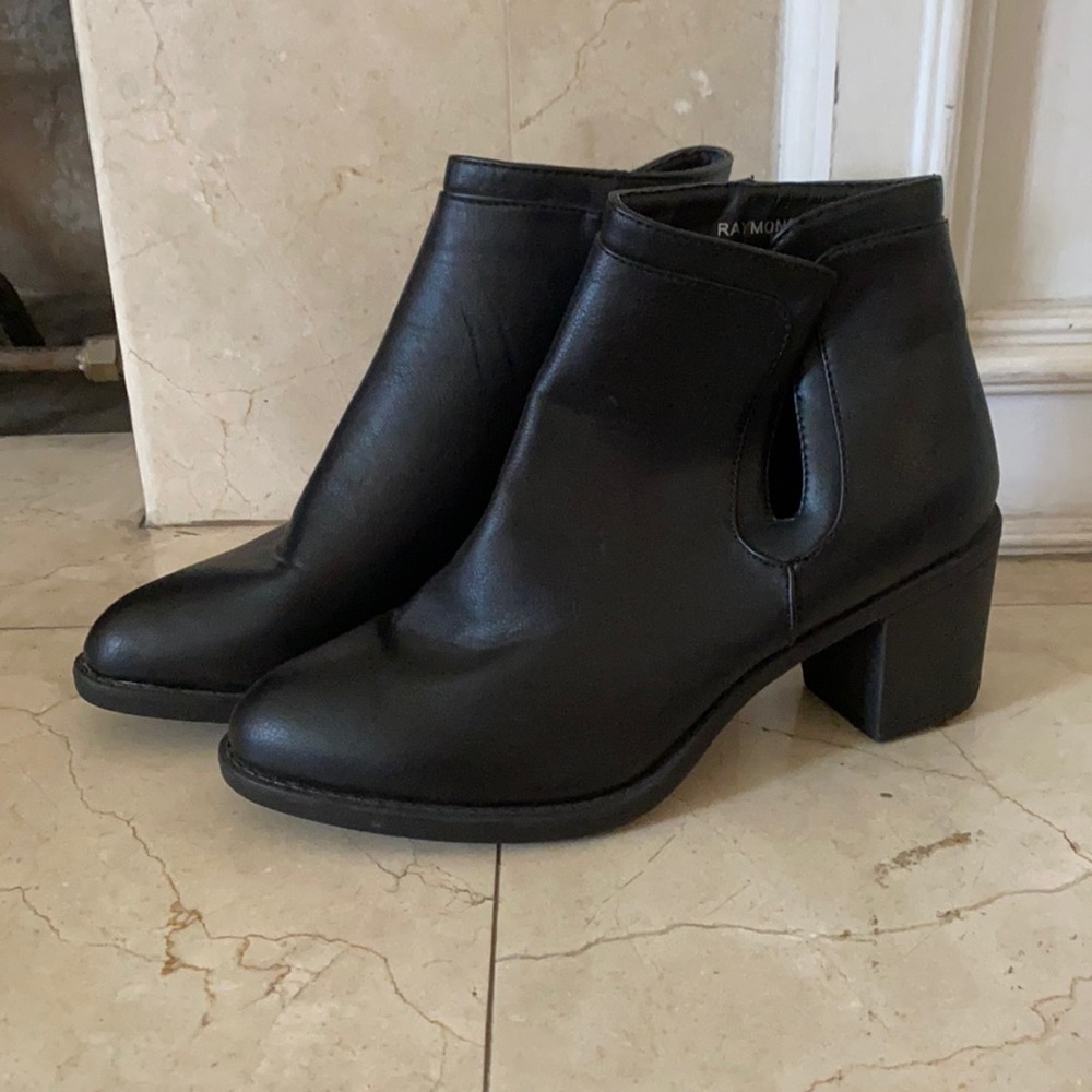 Black faux leather booties 8.5 New !!